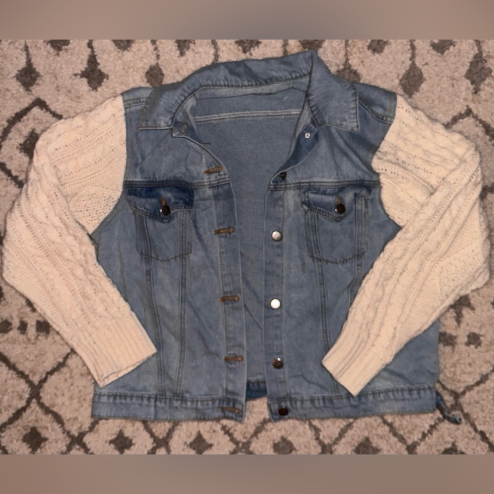 Vici Sweater Sleeve Denim Jacket